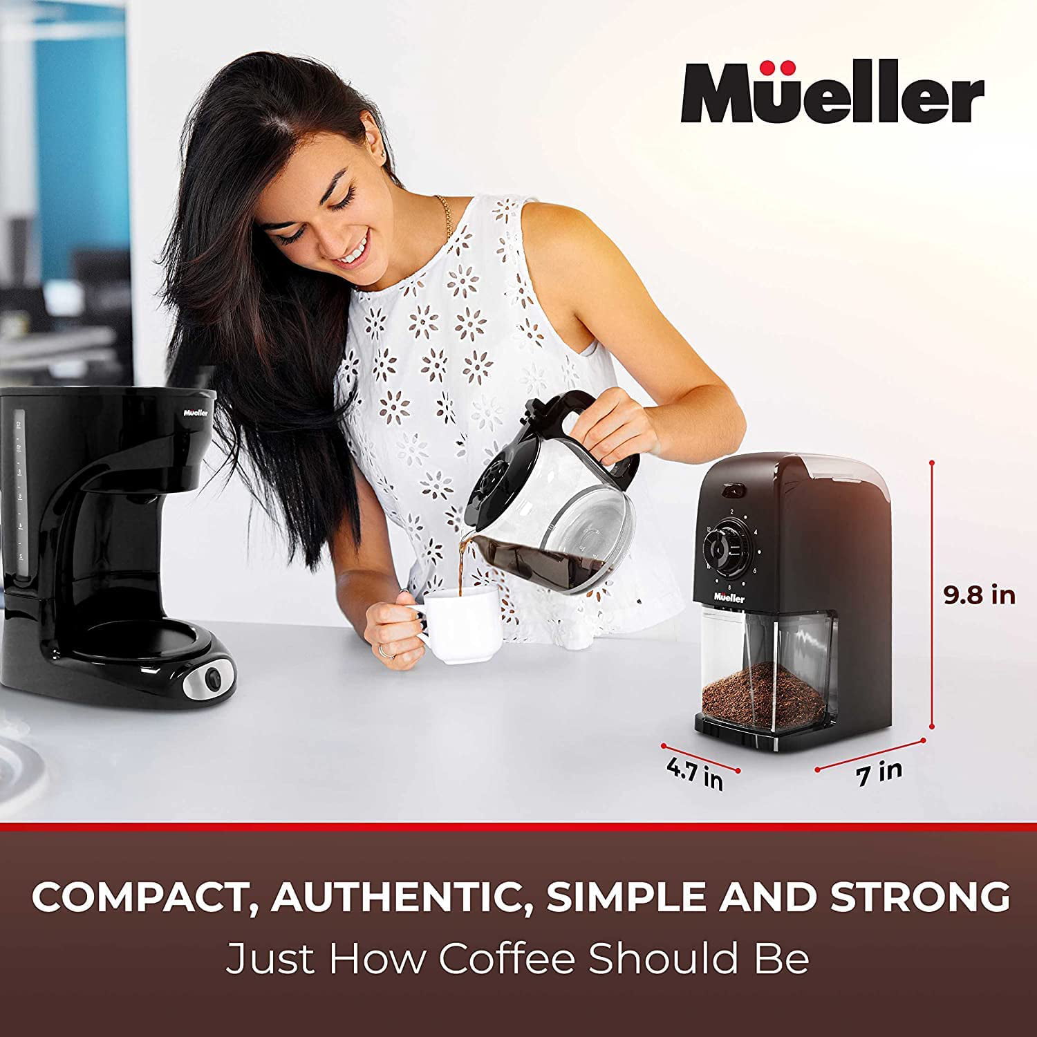  Mueller 12-Cup Drip Coffee Maker - Borosilicate Carafe,  Auto-Off, Reusable Filter, Anti-Drip, Keep-Warm Function, Clear Water Level  Window Coffee Machine, Ideal for Home or Office: Home & Kitchen