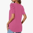 thumbnail image 6 of Wiyuqeen Womens Chest Pleated Tunic Tops Summer Short Puff Sleeve T-Shirts Casual Solid Color Blouses Basic Elegant Loose Fitted Crew Neck Tees, 6 of 7