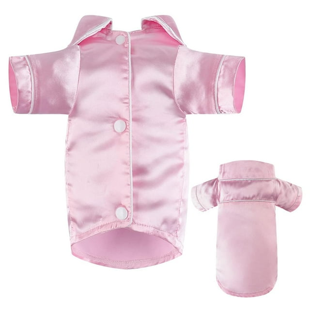 Camisa para perro MEEYI, ropa de dormir suave de seda con solapa, rosa M
