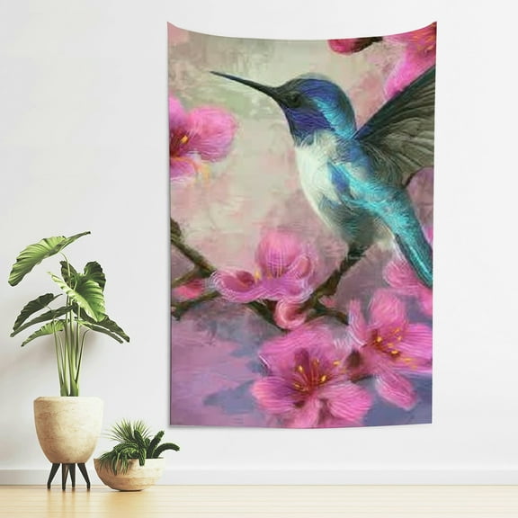 Creowell Hummingbird Flowered Branch Tapestry Wall Hanging Decor 40*60in