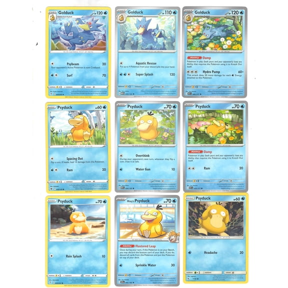 Psyduck & Golduck - Pokemon 9 Card Lot - 151 Evolving Skies Hidden Fates