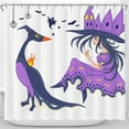 thumbnail image 1 of Whimsical Purple Witch Shower Curtain with Halloween Creatures & Stars, 1 of 4