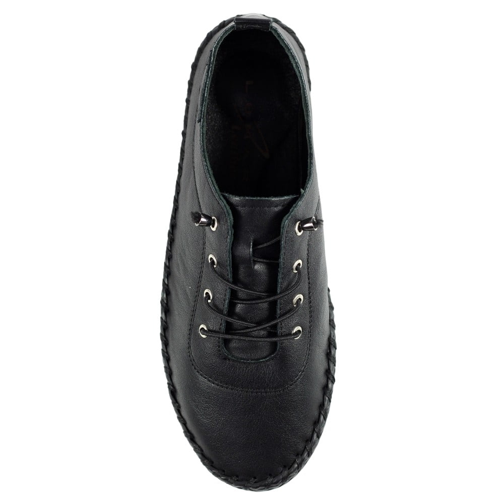 Black leather plimsolls deals