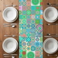 thumbnail image 4 of Table Runner 60 Inches Long for Kitchen Dining, Colorful Ethnic Dresser Scarf Farmhouse, Dining Table Decorations for Wedding/Parties, Modern Abstract National Geometric Teal 13 x 60 In, 4 of 8