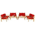 thumbnail image 4 of Costway 8PCS Patio Furniture Set Acacia Wood Thick Cushion Loveseat Sofa Red, 4 of 11