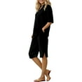 thumbnail image 4 of Miqool Summer Outfits for Women 2 Piece Cotton Linen Sets V Neck Button Oversized Shirt and Shorts Lounge Sets Beach Vacation Tracksuits, 4 of 9
