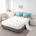thumbnail image 4 of Manfei Cartoon Ocean Twin Bedding, Kawaii Whale Shark Bedding Comforter Set, Bright Blue, Polkadot Reversible, 7-Piece, 4 of 6