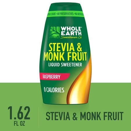 (2 Pack) Whole Earth Sweetener Raspberry Liquid Stevia and Monk Fruit Sweetener, 1.62 Fl