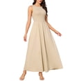 thumbnail image 4 of INSPIRE CHIC Sleeveless Maxi Dress for Women's Patchwork A-Line Crew Neck Stretchy Casual Tank Dress XS Beige, 4 of 6