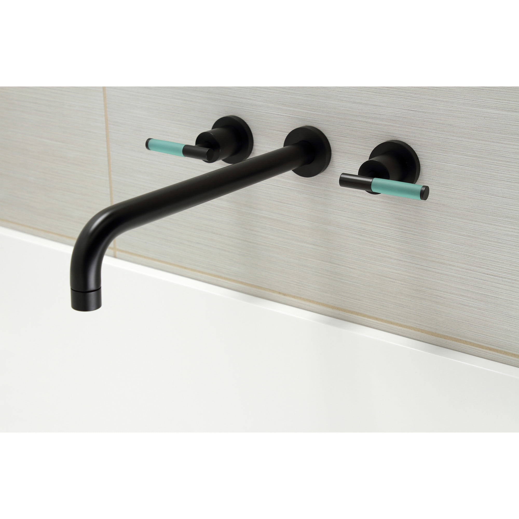Kingston Brass KS8040CKL Kaiser Two-Handle 3-Hole Wall Mount Roman Tub Faucet in Matte Black