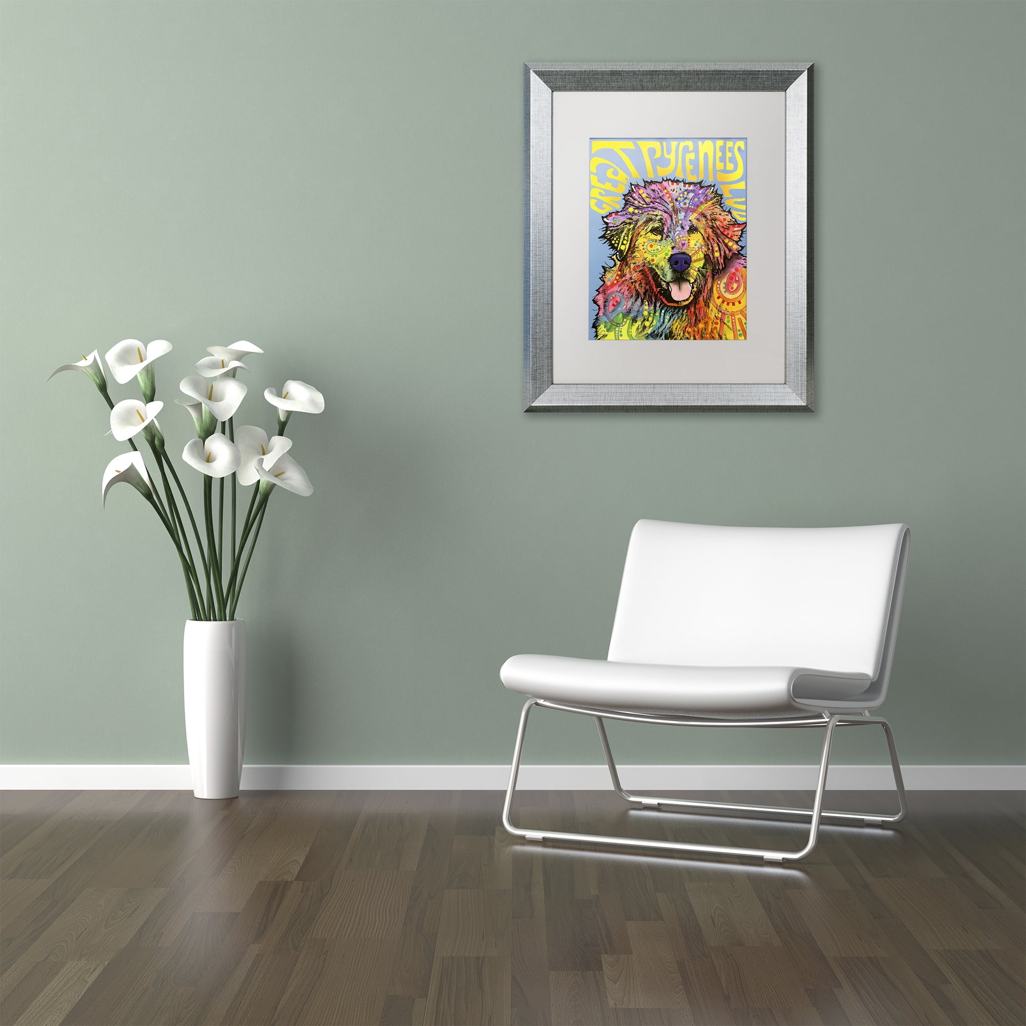 Trademark Fine Art 'Great Pyrenees' Silver Framed Art by Dean Russo