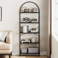 thumbnail image 1 of 5 Tier Arched Bookshelf Bookcase Display Racks 70.8inch Tall Standing Bookshelves Metal Frame Rustic Storage Rack Shelf Brown Book Shelf for Bedroom, Living Room, Home Office, 1 of 9