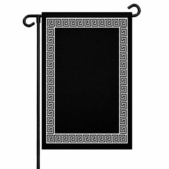 Garden Flag Double-Side Printed House Flag Geometric Greek Key Design Yard Flag Black Welcome Banner Decor Outdoor Holiday Decorations 12*18in