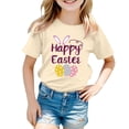 thumbnail image 1 of MIASHUI T-Shirt Graphique de Pâques à Manches Courtes pour Garçons, Confortable et Décontracté, Imprimé pour Filles, Beige, 4-5 Ans, 1 of 4