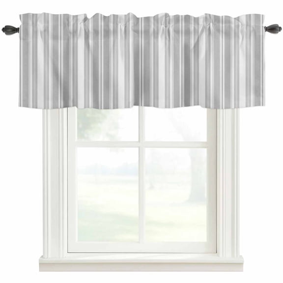 Gray Stripes Kitchen Valances for Windows, Vintage Minimalist Lines Texture Bathroom Window Valances 54x18 Inch Rod Pocket Window Treatments Valance Curtains for Living Room Bedroom Decor