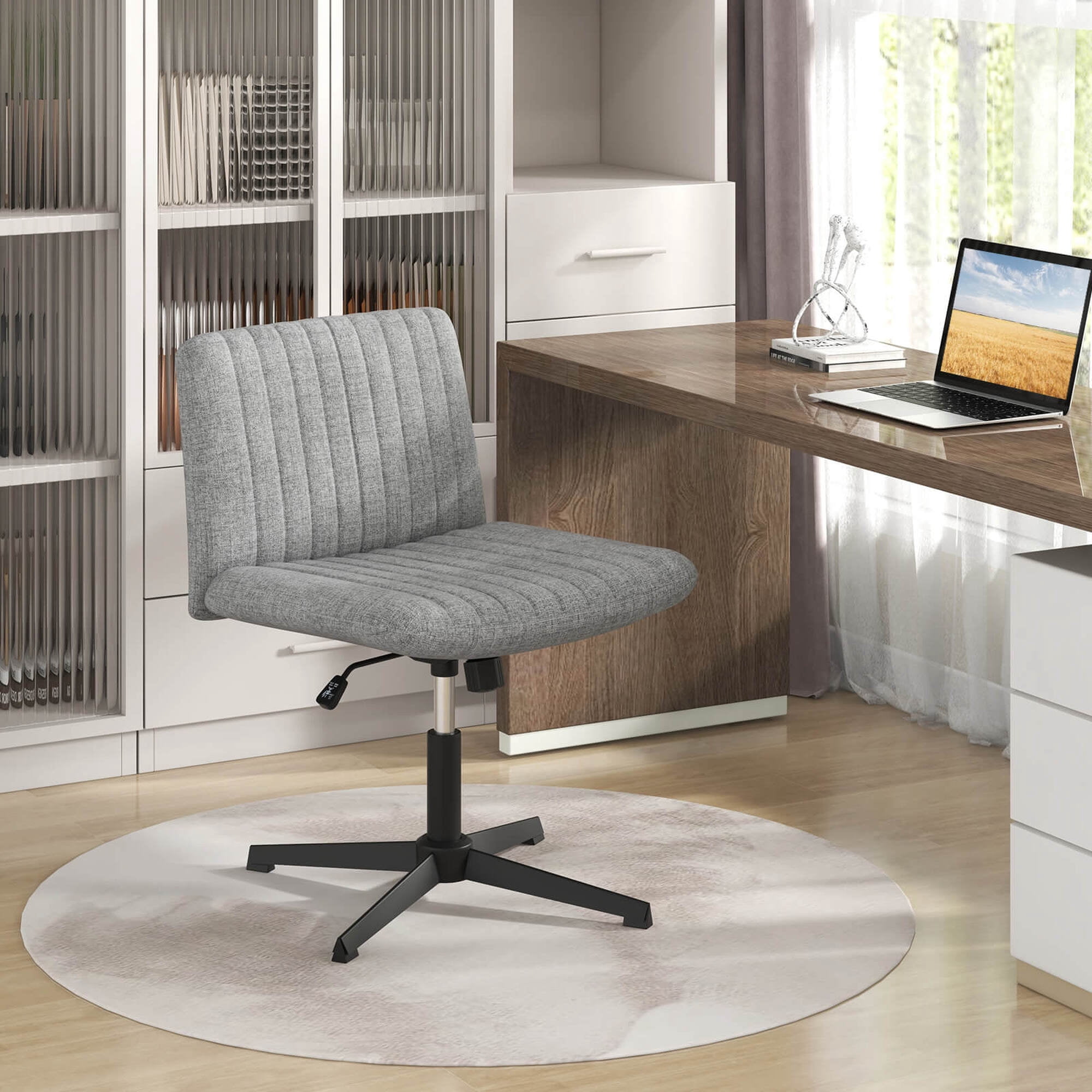 Costway Criss Cross Legged Office Chair Ergonomic Mid Back Computer Desk Chair Gray
