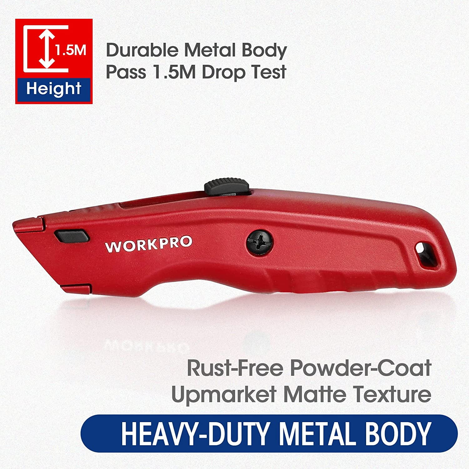 Premium Utility Knife, Retractable All Metal Heavy Duty Box Cutter, Quick Change Blade Razor Knife, with 10 Extra Blades