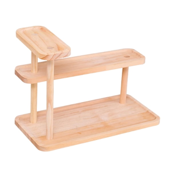 Organizador de escritorio, especiero, elegante soporte de papelería de 3 niveles, organizador de cosméticos marrón