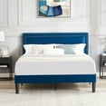 thumbnail image 2 of VECELO Full Upholstered Platform Bed Frame with Adjustable Height Headboard, Strong Wood Slat Support, No Box Spring Needed, Dark Blue, 2 of 6