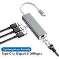 thumbnail image 4 of KOMI Adaptateur Répartiteur 4-en-1 USB-C vers Ethernet, Convertisseur de Réseau Type-C vers RJ45 Gigabit avec Concentrateur USB 3.0 3 Ports Compatible avec Console Switch, MacBook Air, iPad Pro, Surface Pro (4-en-1), 4 of 5