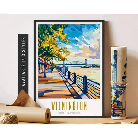 Wilmington North Carolina Poster Travel Destination City Art Poster Wilmington Nc Poster City Travel Art Wall Decor Home Decor, 8x12 UNFRAMED