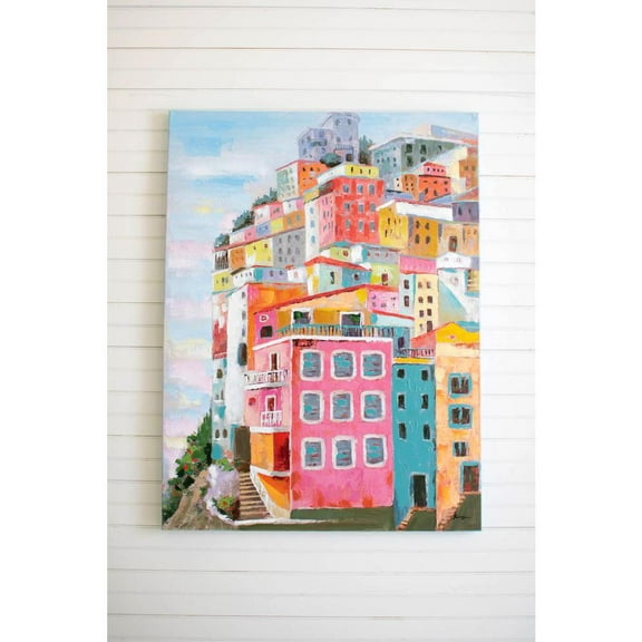 Kalalou Inc Colorful Houses Oil Painting