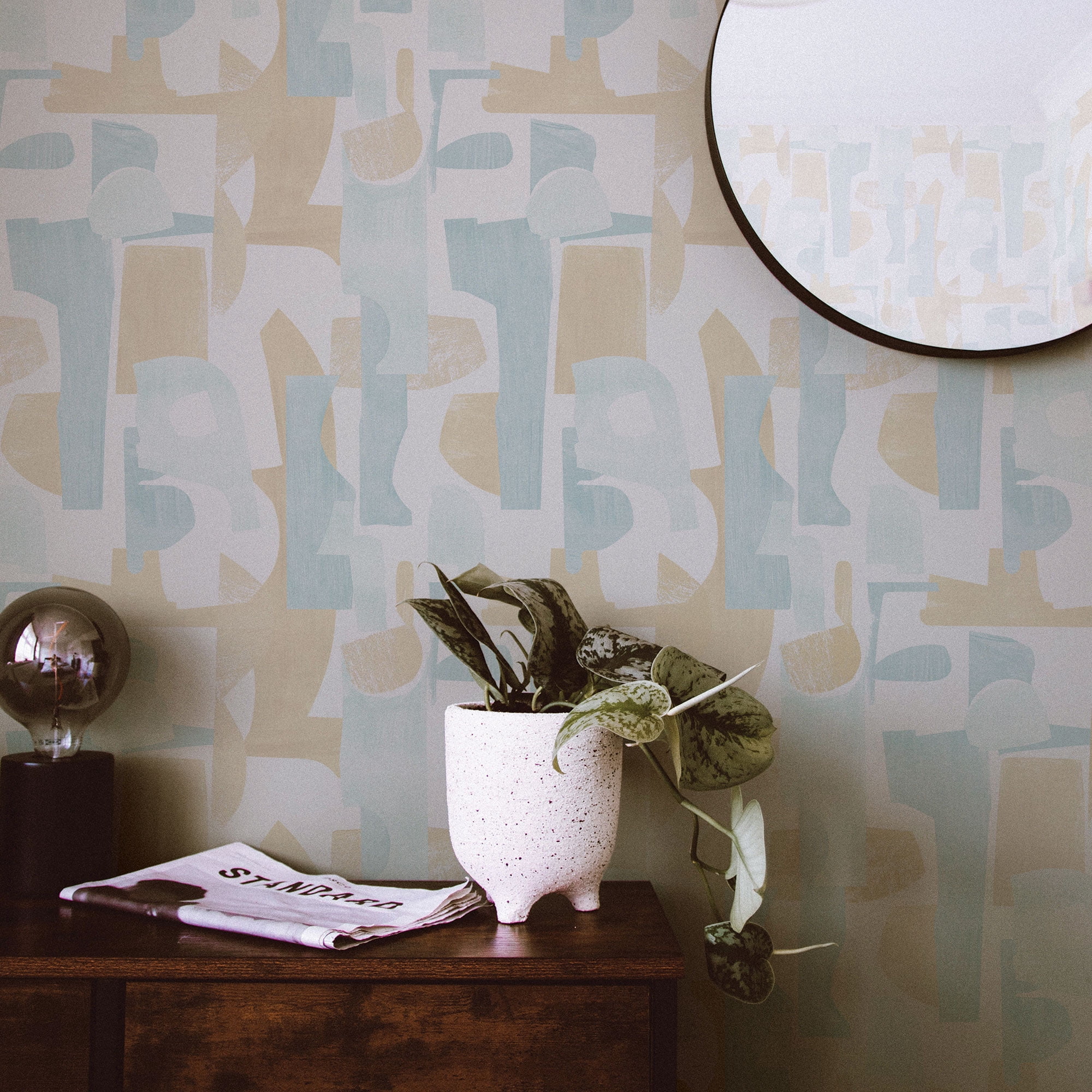 Tempaper Geo Composition Driftwood Peel and Stick Wallpaper, 20.5" x 16.5'