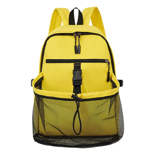 AWHAO Basketball Backpack Carrier Multifunction Sports Bag for Camping Outdoor Gym Yellow