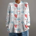 thumbnail image 2 of Gkeoshab Valentine Women's Ruffle Blouse Exquisite Hemp Wrinkled Shirt Boho Casual Mid-Length Long Sleeve Top Blue L, 2 of 4