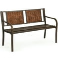 thumbnail image 6 of Gymax Garden Bench Loveseat Park Patio Yard Outdoor w/ Rattan Back Steel Frame, 6 of 7