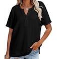 thumbnail image 5 of cfhntfmh Womens Knit Tops V Neck Buttons Athletic Side Split Soft T-Shirt Flowy Short Sleeve Summer Tees, 5 of 5