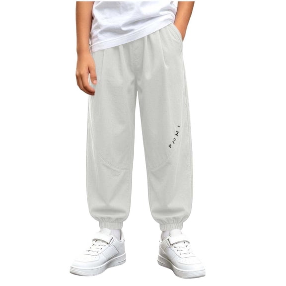 Edvintorg Toddler Boy Clothes Outdoor Casual Loose Elastic Waist Cotton Pants Children's Mosquito Proof Pants with Pockets 1-12Y