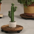 thumbnail image 4 of Flowers Pot Mover Trolley Shelf Universal Wheel Tray 360° Swivel Plant Stand Removable Round Wooden Flower Pot Holder, 4 of 9