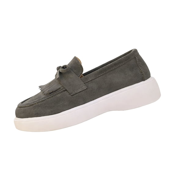 Domuza Womens Orthopedic Shoes Arch Support Non Slip Slip on Work Shoes Wide Width Knitted Mesh Stretch Business Casual Shoes Comfortable 2026 New Foam Shoes Gray 5.5(EU-36)