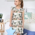 thumbnail image 4 of Balery Flamingo Palm Trees Camisón de princesa para niñas, pijama de algodón con mangas abullonadas, suave y bonito.-Small, 4 of 6
