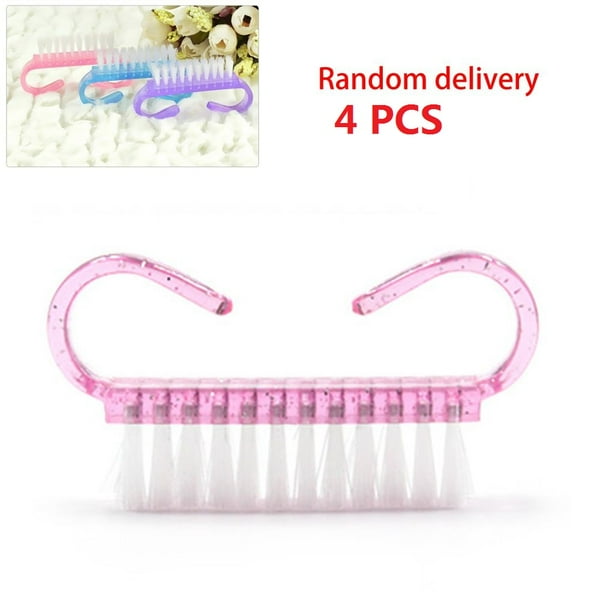 4 Pieces Handle Nail Brush Nail Hand Scrubbing Cleaning Brush (Random