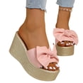 thumbnail image 4 of Wowcloth Women's Fashion Bow Wedge Heel Slides – Comfortable Open Toe Platform with Thick Sole for Beach Casual Outdoor Wear, 4 of 9