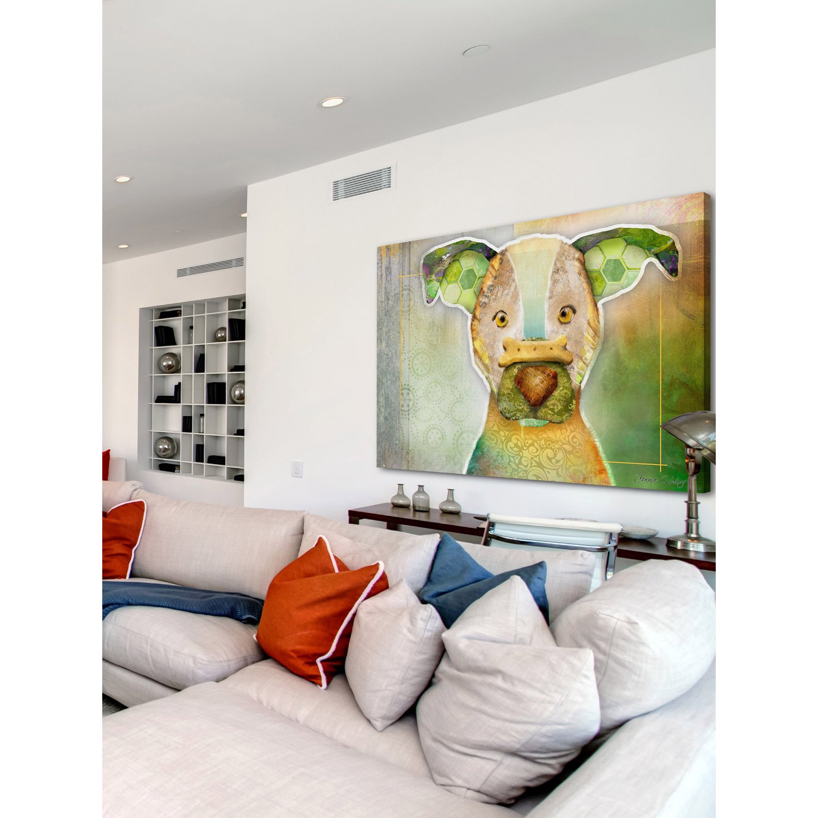 Marmont Hill "Dog with Bone II" by Connie Haley Painting Print on Wrapped Canvas