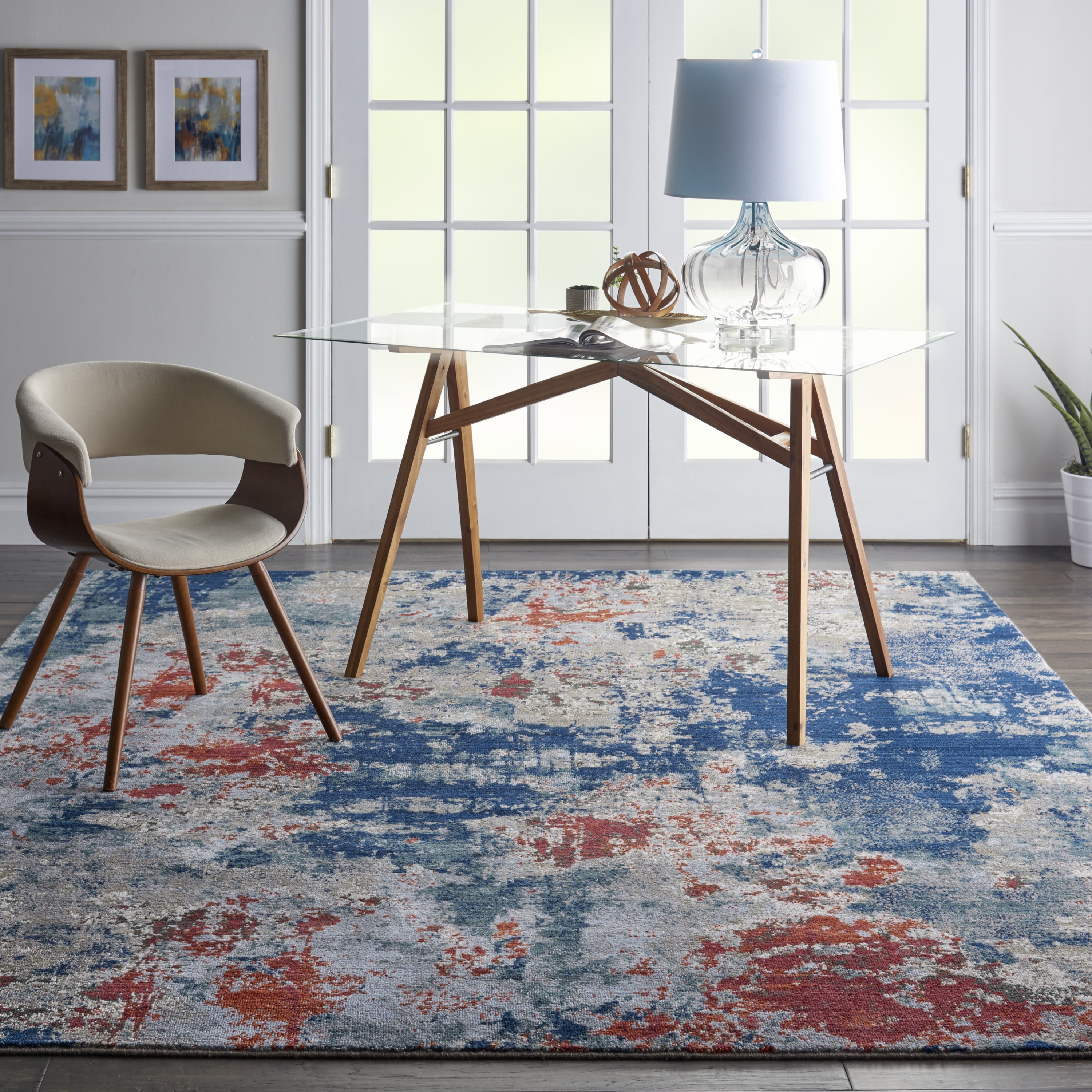 Nourison Artworks Abstract Abstract Navy Brick Area Rug Walmart Com Walmart Com