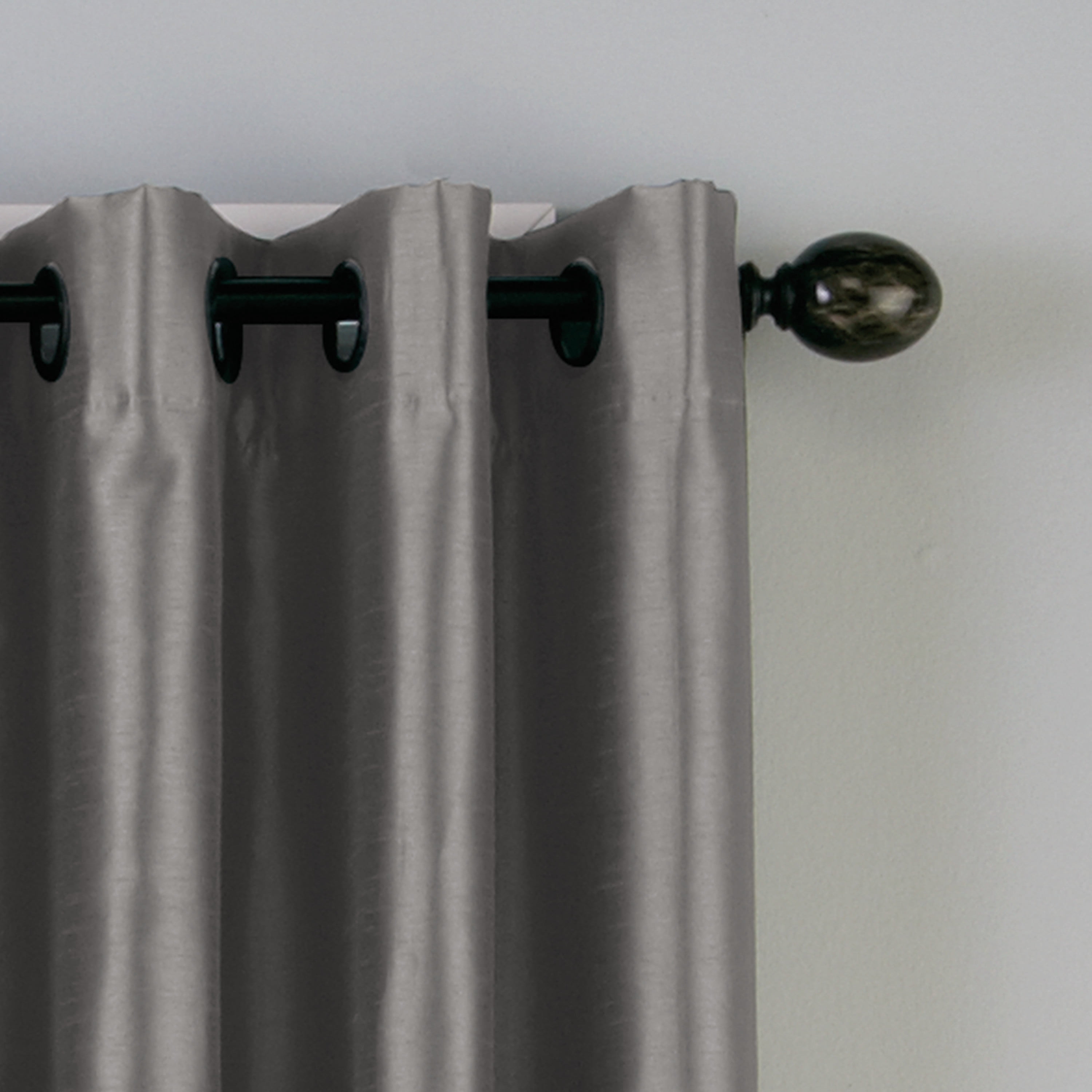 Curtainworks Malta Curtain, Polyester Room Darkening Faux Silk Grommet Single Panel, Pewter, 50" x 84", Adult