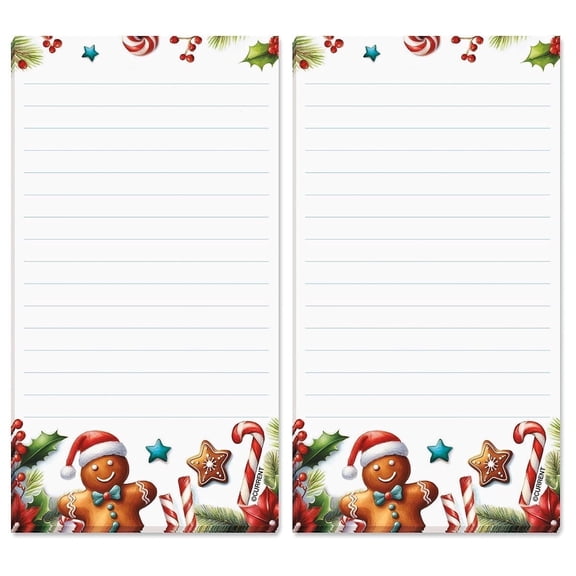 Current Gingerbread  Magnetic Christmas Holiday Notepad Set – 2 Memo Pads , 60 Sheets, 3.5" x 6.5"