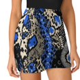 thumbnail image 3 of Blue Snakeskin Leopard Print Fabric Women's Shorts Non-Slip Single Pocket A-line Trouser Skirt Summer Shorts Casual Shorts for Women, 3 of 7