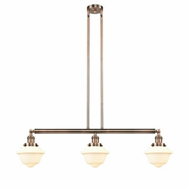 213-AC-G531-Innovations Lighting-Oxford - 3 Light Island In Traditional Style-10 Inches Tall and 40 Inches Wide-Antique Copper Finish-Matte White