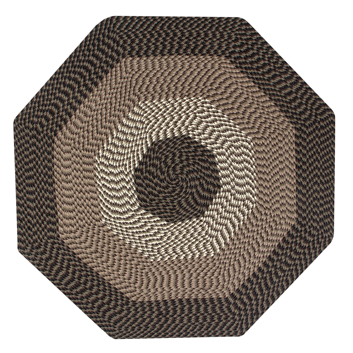 Better Trends Alpine Braided Rug 6' Octagon Chocolate Striped Walmart