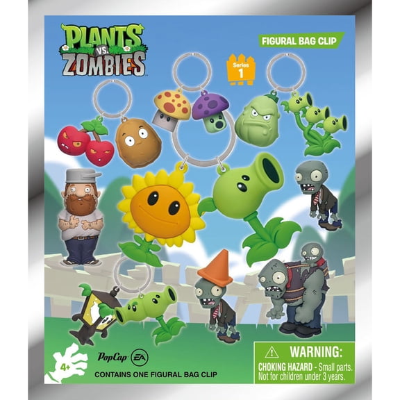 3D Figural Bag Clip Plants vs. Zombies Series 1 Mystery Pack (1 RANDOM Figure)