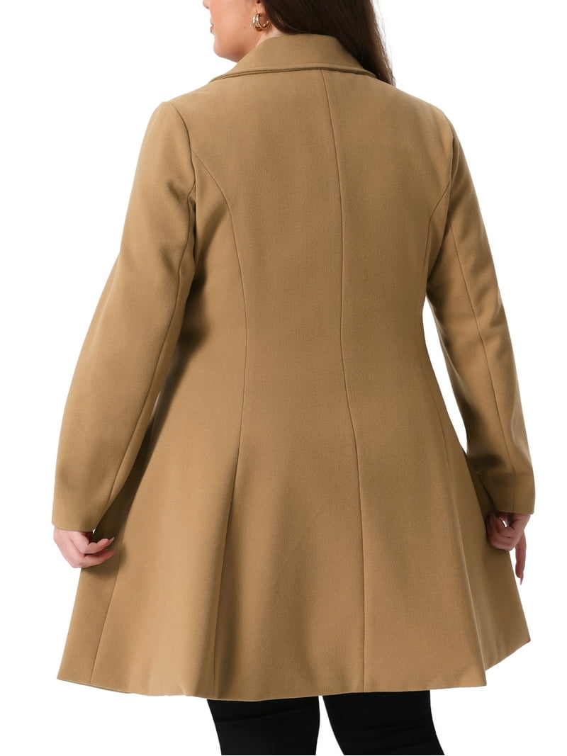 Agnes Orinda Women's Plus Size Coats Notch Lapel Double Breasted