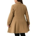 thumbnail image 4 of Agnes Orinda Women's Plus Size Coats Notch Lapel Double Breasted Winter Pea Coat Trench Coat 4X Camel, 4 of 6