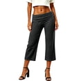 thumbnail image 6 of Wide Leg Yoga Pants for Women Women Pull On Fold Over Yoga Pants Summer Casual Elastic Waist Gym Cropped Leggings Dark Gray,XXL, 6 of 9