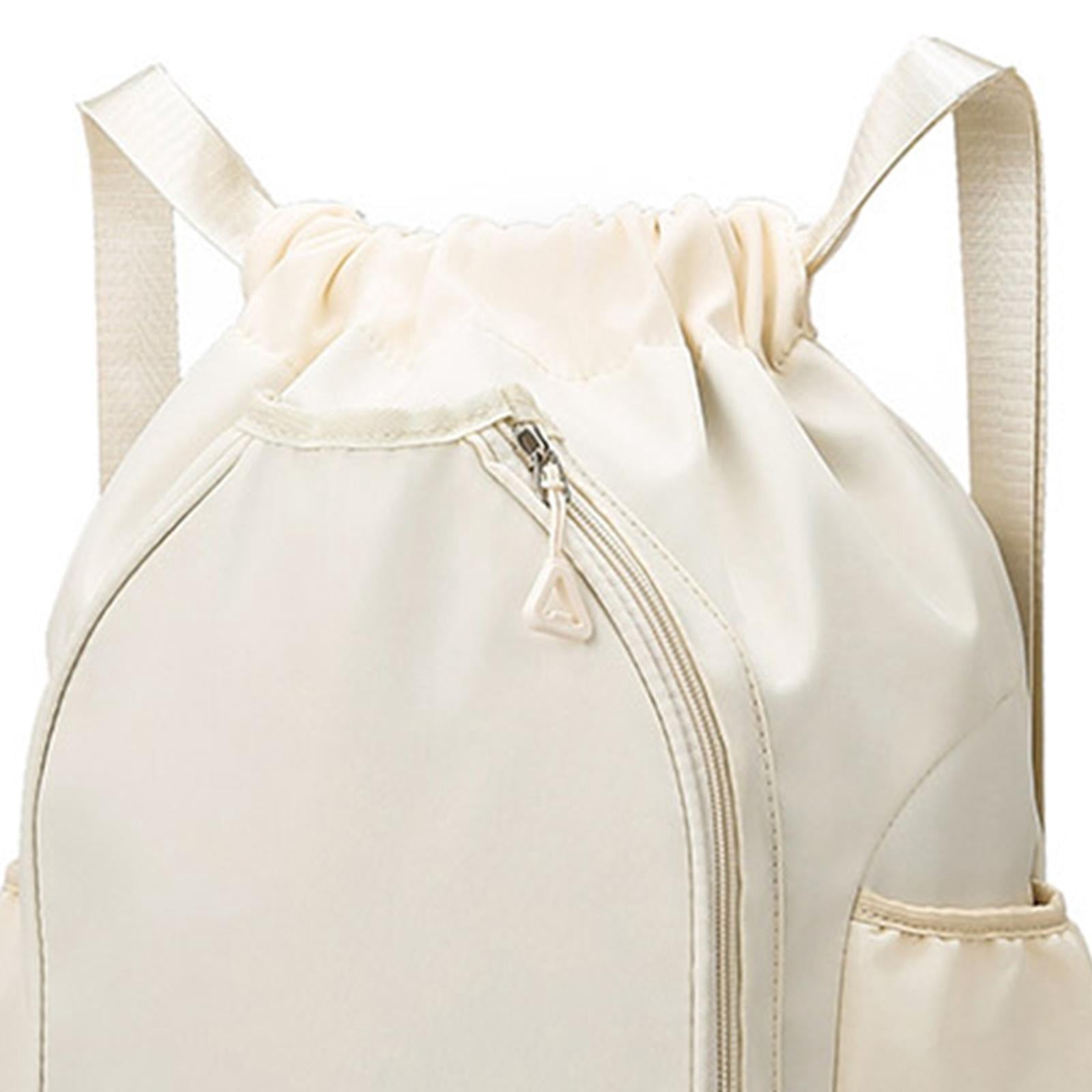 QccHieUs Tennis Backpack Badminton Racket Bag Drawstring Handbag Shoulder Bag for Outdoor Beige