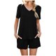 thumbnail image 1 of Conjunto de pijama de chándal de verano para mujer, de manga corta, con cuello en V, de color liso Fridja  fhjkhfk459594, 1 of 5